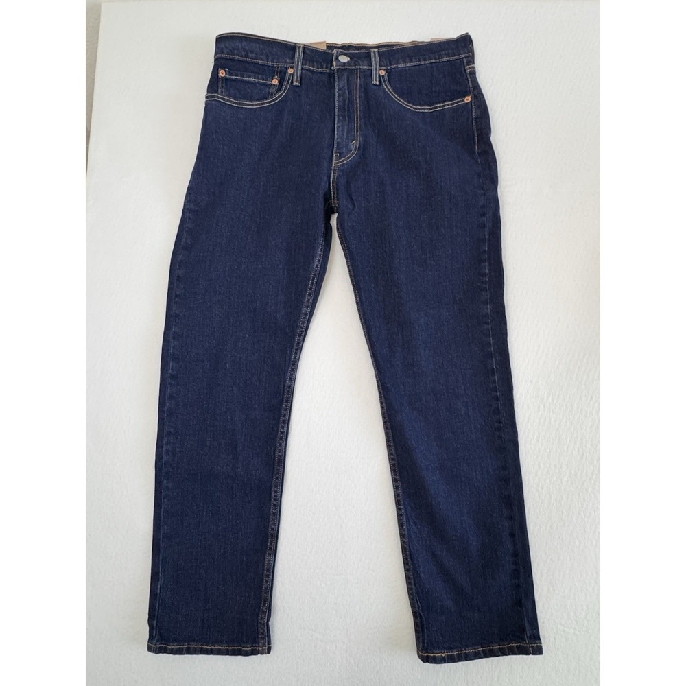 Levis 502 Mens 34x30 Tapered Fit Stretch Jeans Dark Wash Blue 295073726